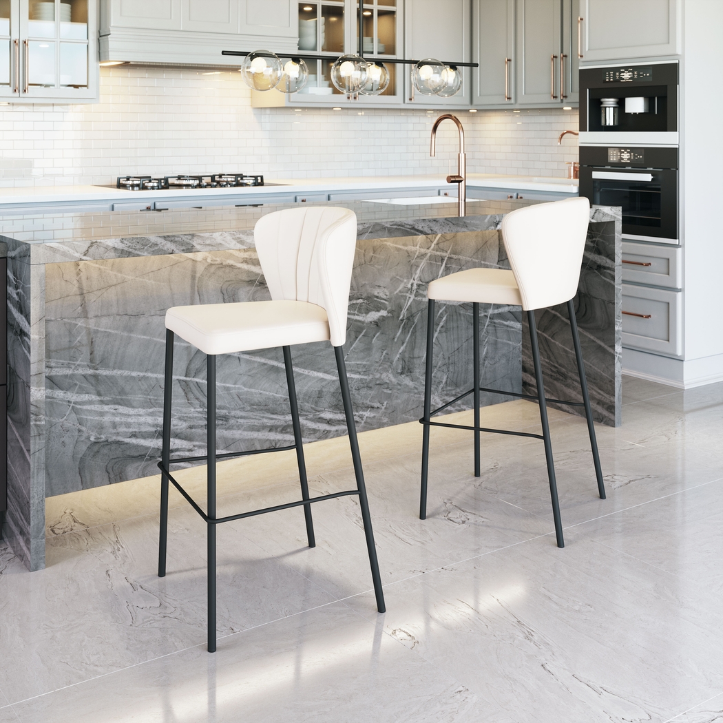 Ivie Beige Barstool, Set of 2 - Thumbnail - Image 2