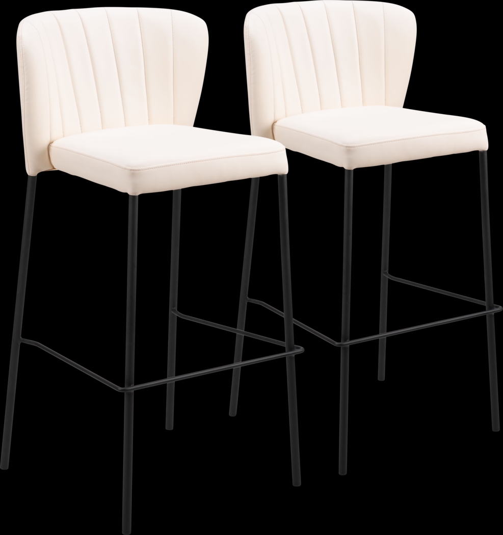 Ivie Beige Barstool, Set of 2 - Thumbnail - Image 1