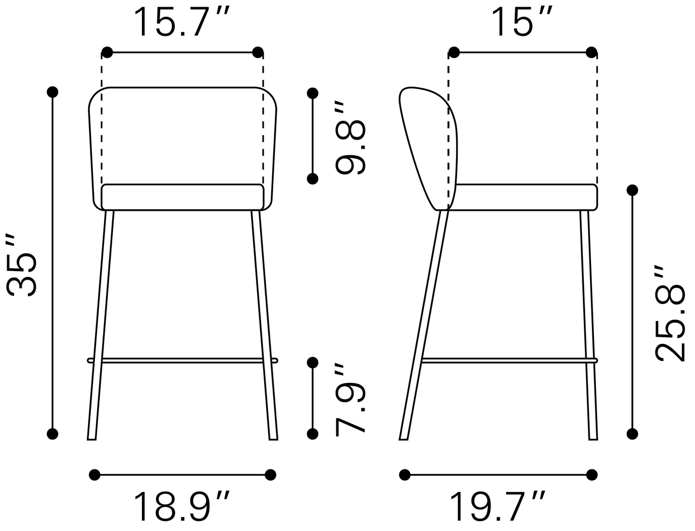 Ivie White Counter Height Stool, Set of 2 - Thumbnail - Image 10