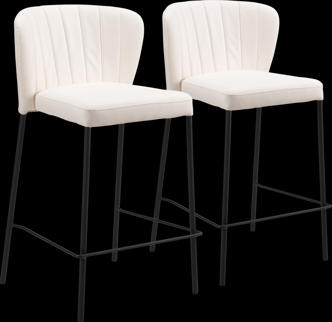 Ivie White Counter Height Stool, Set of 2 - Thumbnail - Image 1