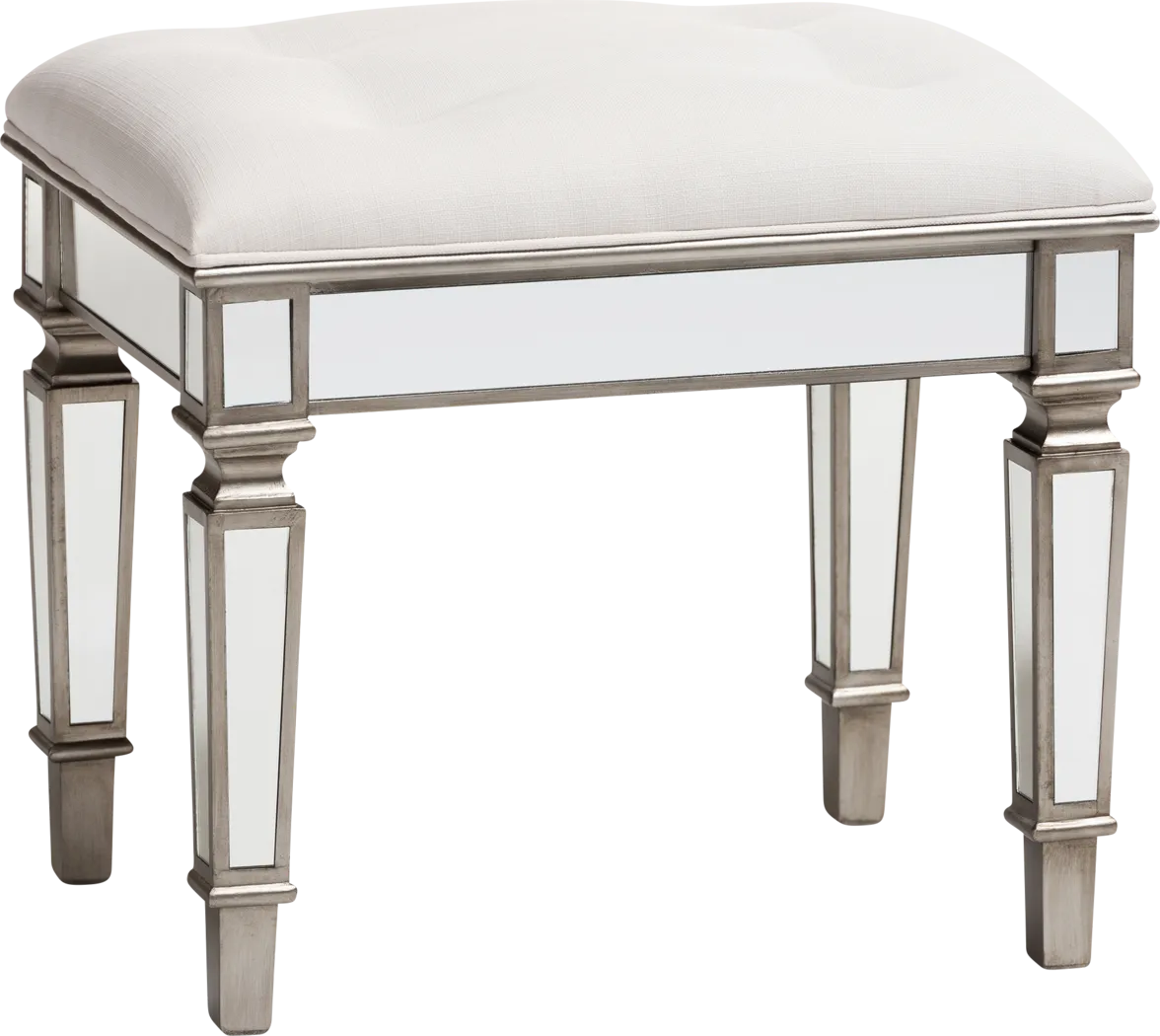 Ivis White Vanity Stool - Thumbnail - Image 1