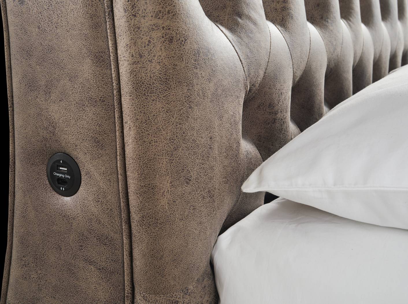 Ivy Brown 3 Pc King Upholstered Sleigh Bed - Thumbnail - Image 3