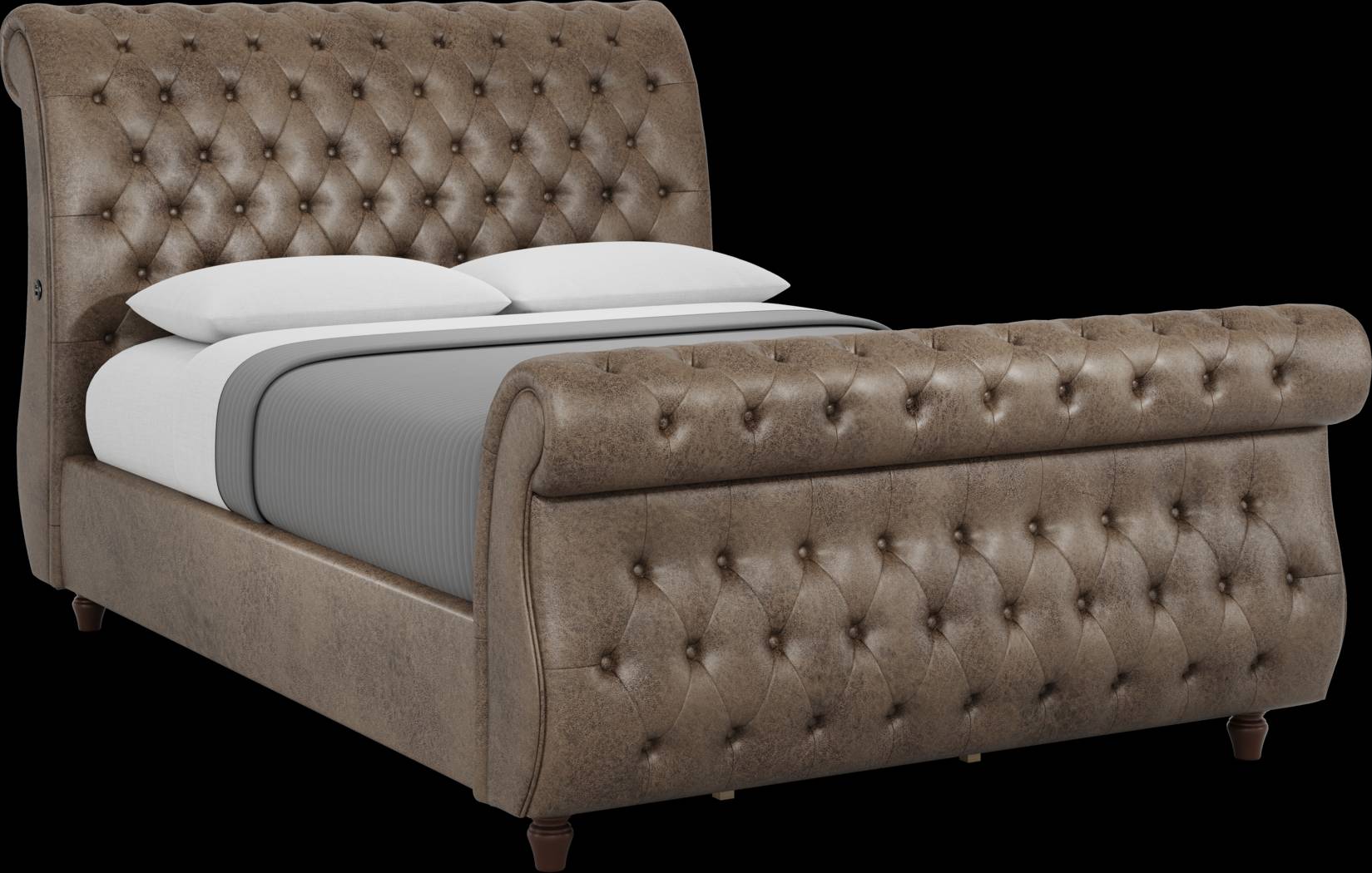 Ivy Brown 3 Pc King Upholstered Sleigh Bed - Thumbnail - Image 1