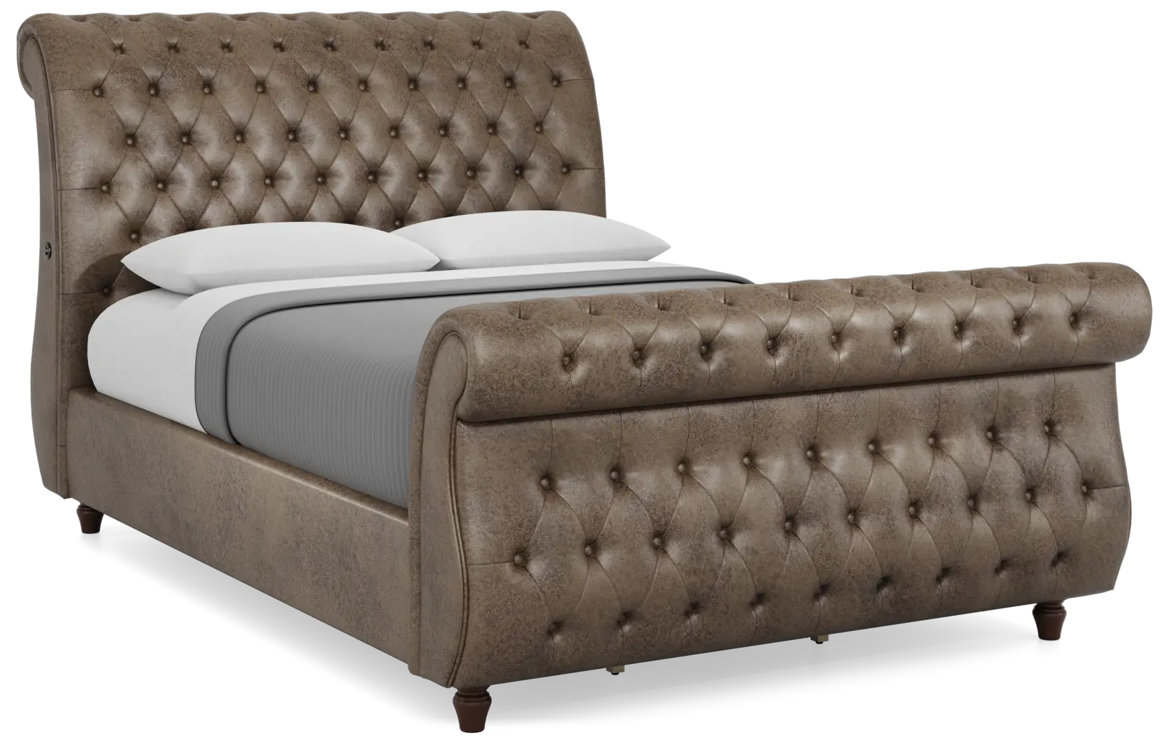 brown 3 pc queen upholstered bed