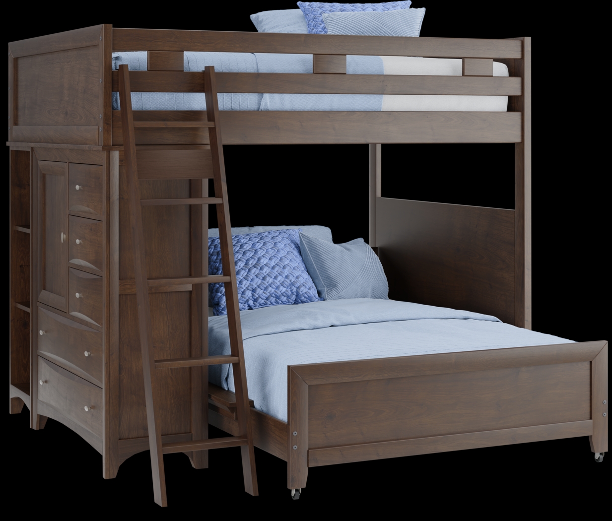 Ivy League 2.0 Walnut Full/Full Loft with Chest and Bookcase - Thumbnail - Image 1