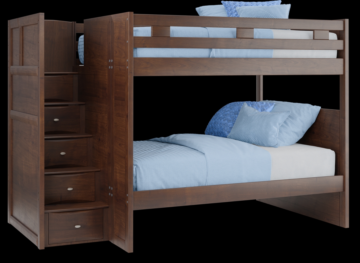 Ivy League 2.0 Walnut Full/Full Step Bunk Bed - Thumbnail - Image 1