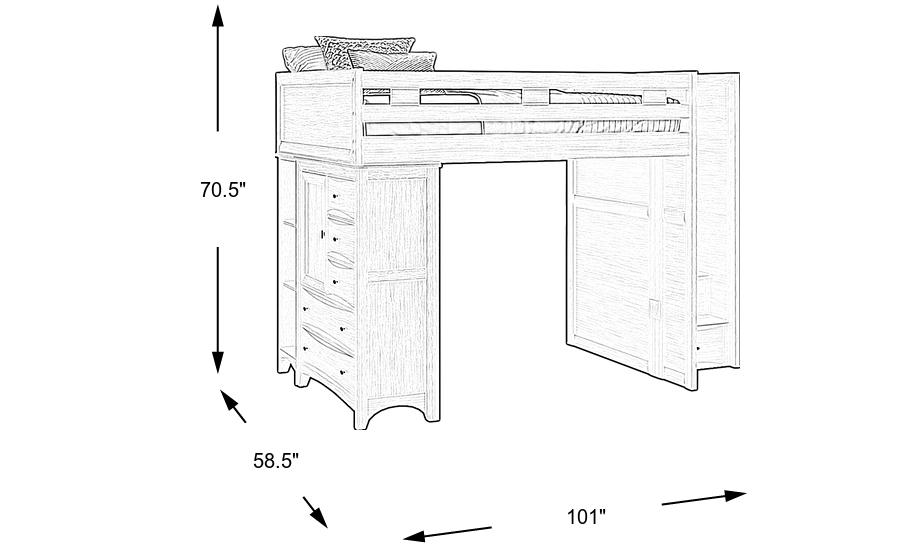 Dimension Image. Please refer to the Dimension Tab on this page for dimension details.