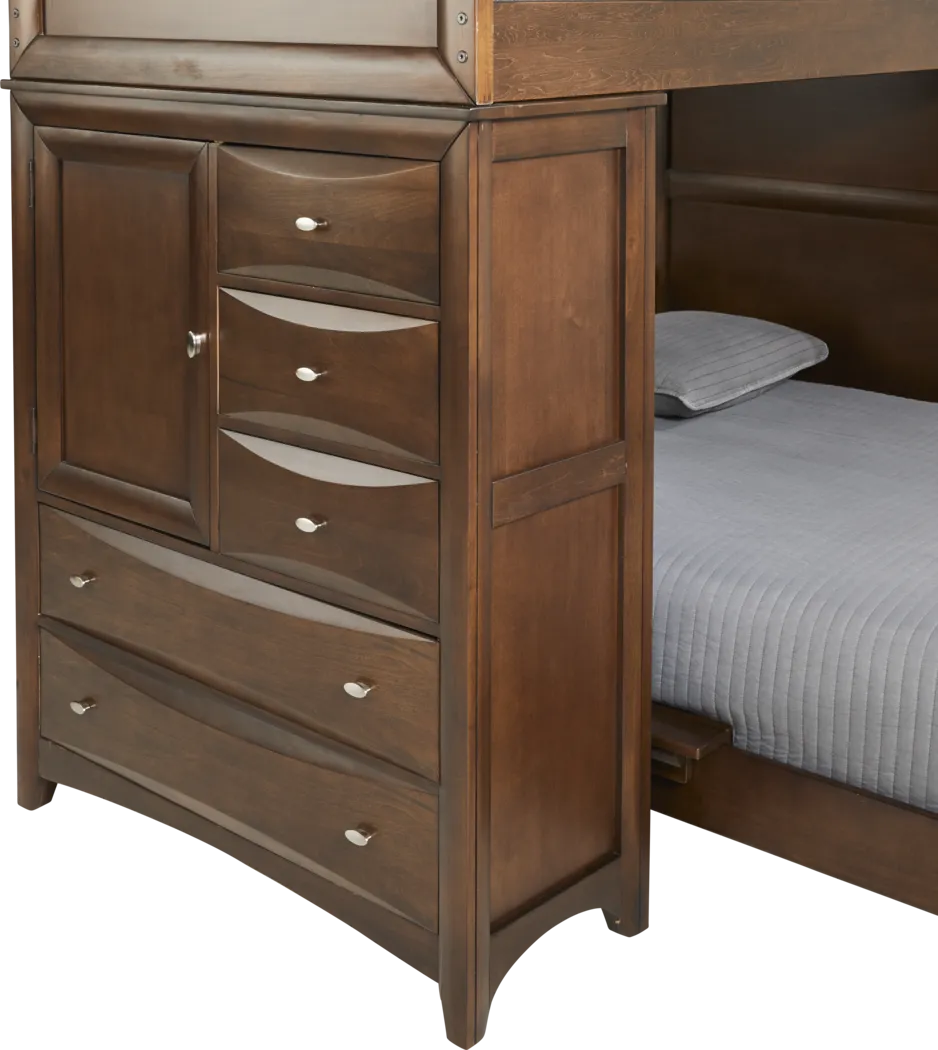 Ivy League 2.0 Walnut Full/Twin Step Bunk with Chest, Bookcase & Desk Attachment - Image 3
