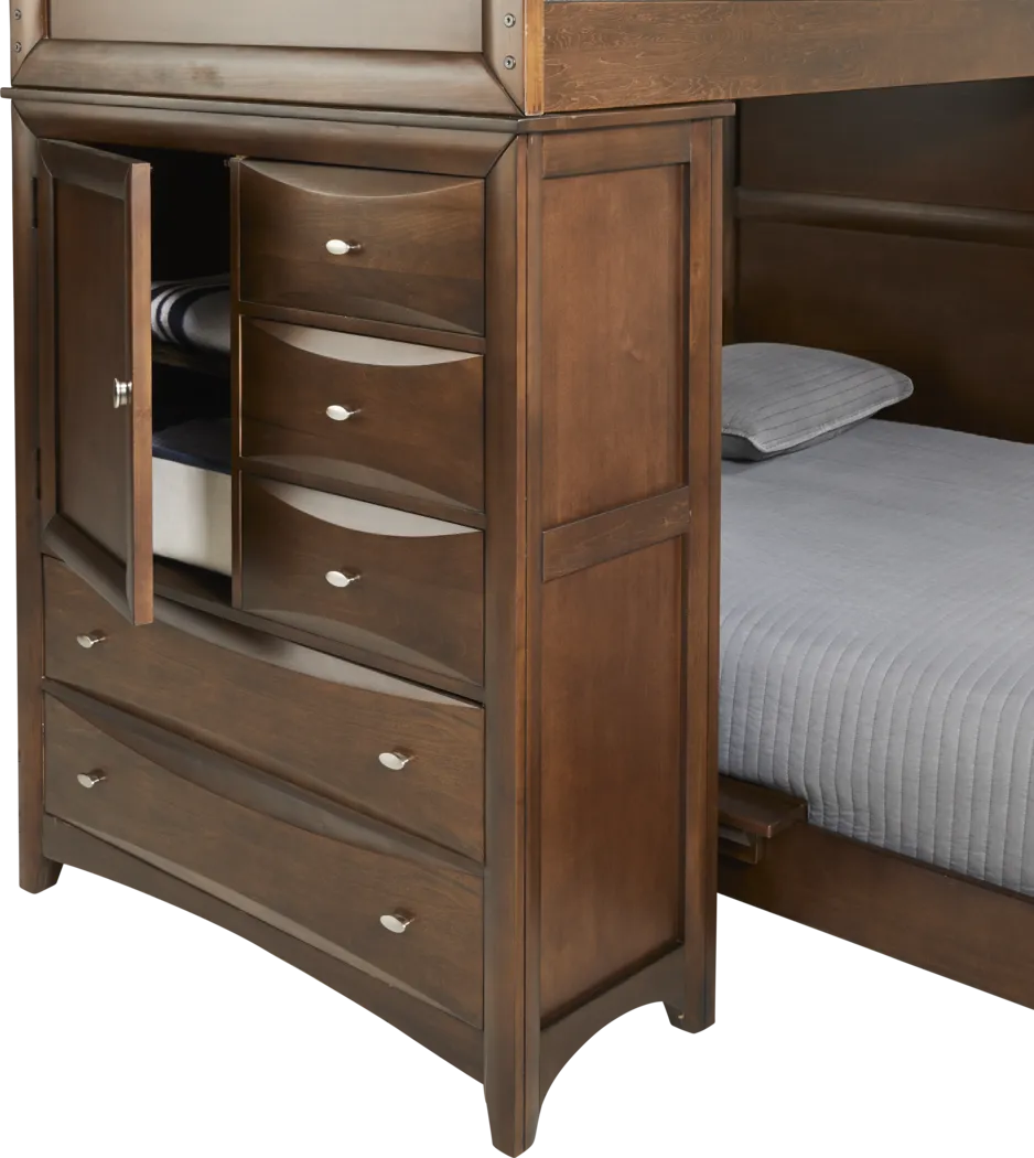 Ivy League 2.0 Walnut Full/Twin Step Bunk with Chest, Bookcase & Desk Attachment - Image 4
