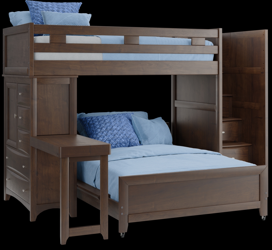 Ivy League 2.0 Walnut Twin/Full Step Loft with Chest and Desk Attachment - Thumbnail - Image 1