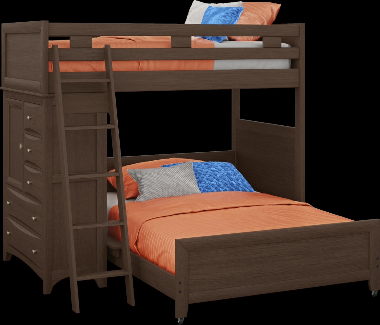 Ivy League 2.0 Walnut Twin/Full Loft with Chest - Thumbnail - Image 1