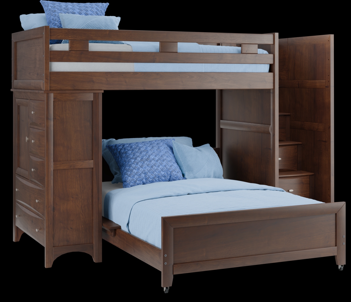 Ivy League 2.0 Walnut Twin/Full Step Loft with Chest - Thumbnail - Image 1