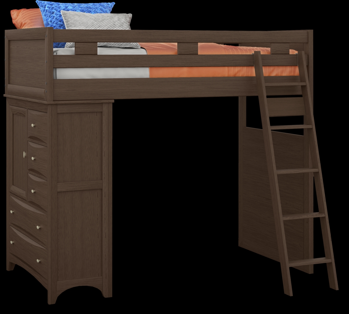 Ivy League 2.0 Walnut Twin Loft Bed with Chest - Thumbnail - Image 1