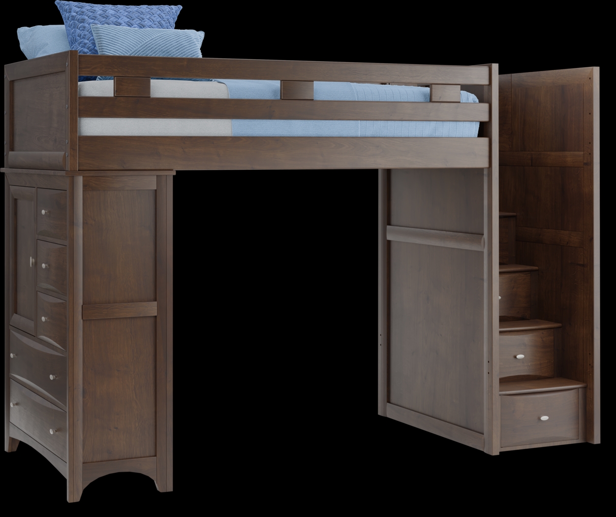 Ivy League 2.0 Walnut Twin Step Loft with Chest - Thumbnail - Image 1