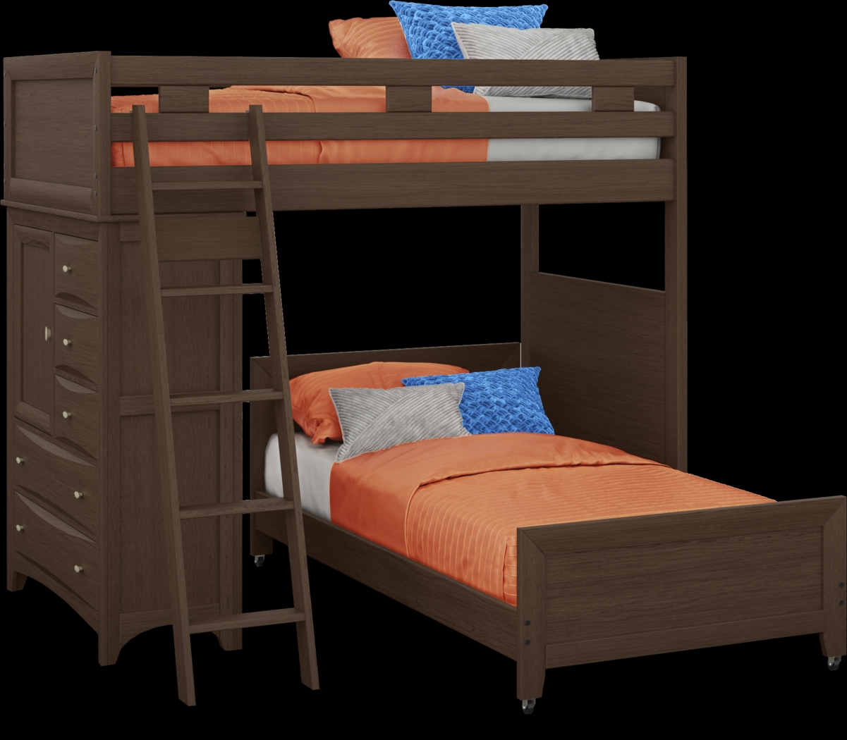 Ivy League 2.0 Walnut Twin/Twin Loft with Chest - Thumbnail - Image 1