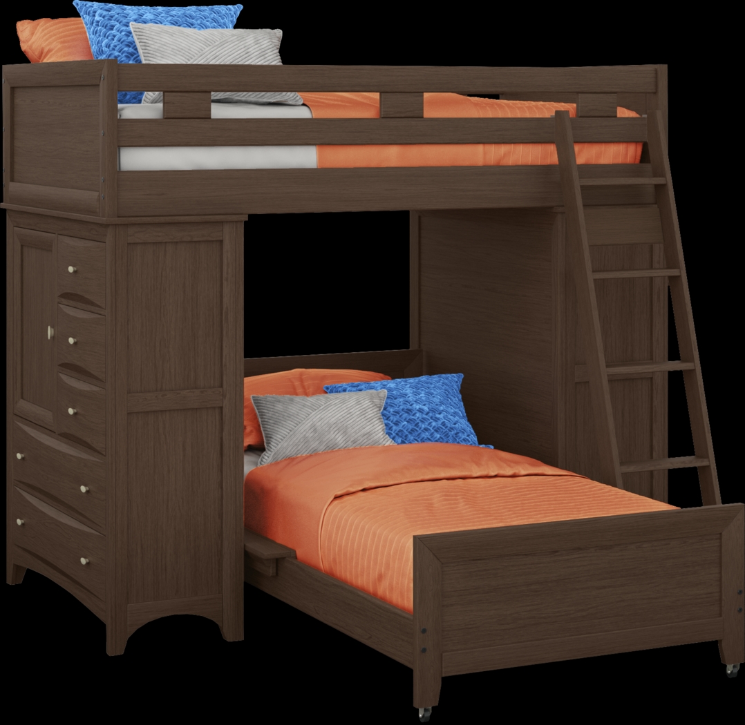 Ivy League 2.0 Walnut Twin/Twin Loft with Two Chests - Thumbnail - Image 1