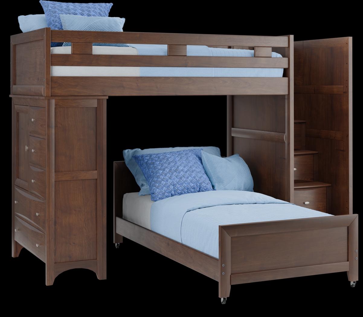 Ivy League 2.0 Walnut Twin/Twin Step Bunk with Chest - Thumbnail - Image 1