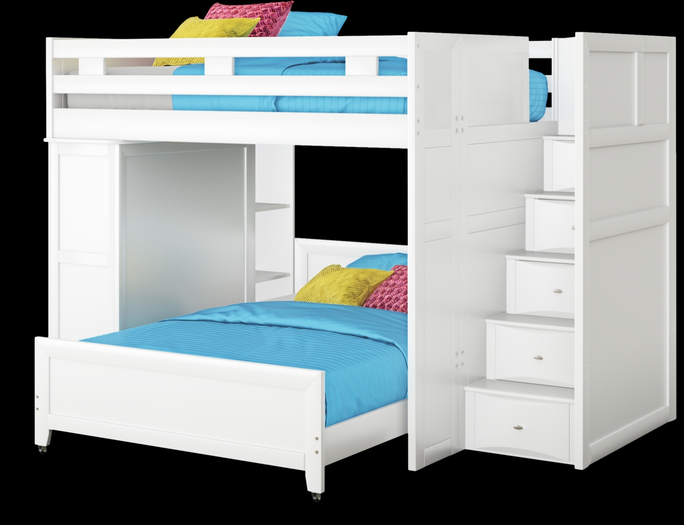 Ivy League 2.0 White Full/Full Step Loft with Chest and Bookcase - Thumbnail - Image 3