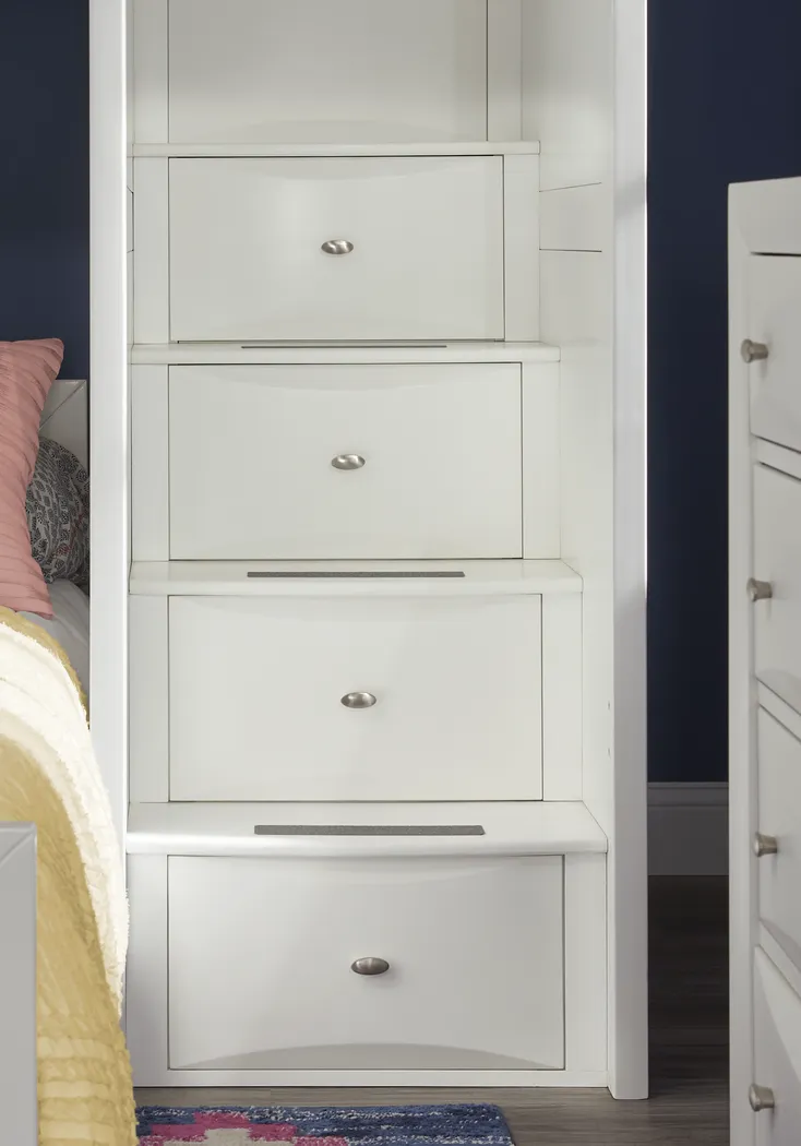Ivy League 2.0 White Full/Full Step Loft with Chest and Bookcase - Image 6