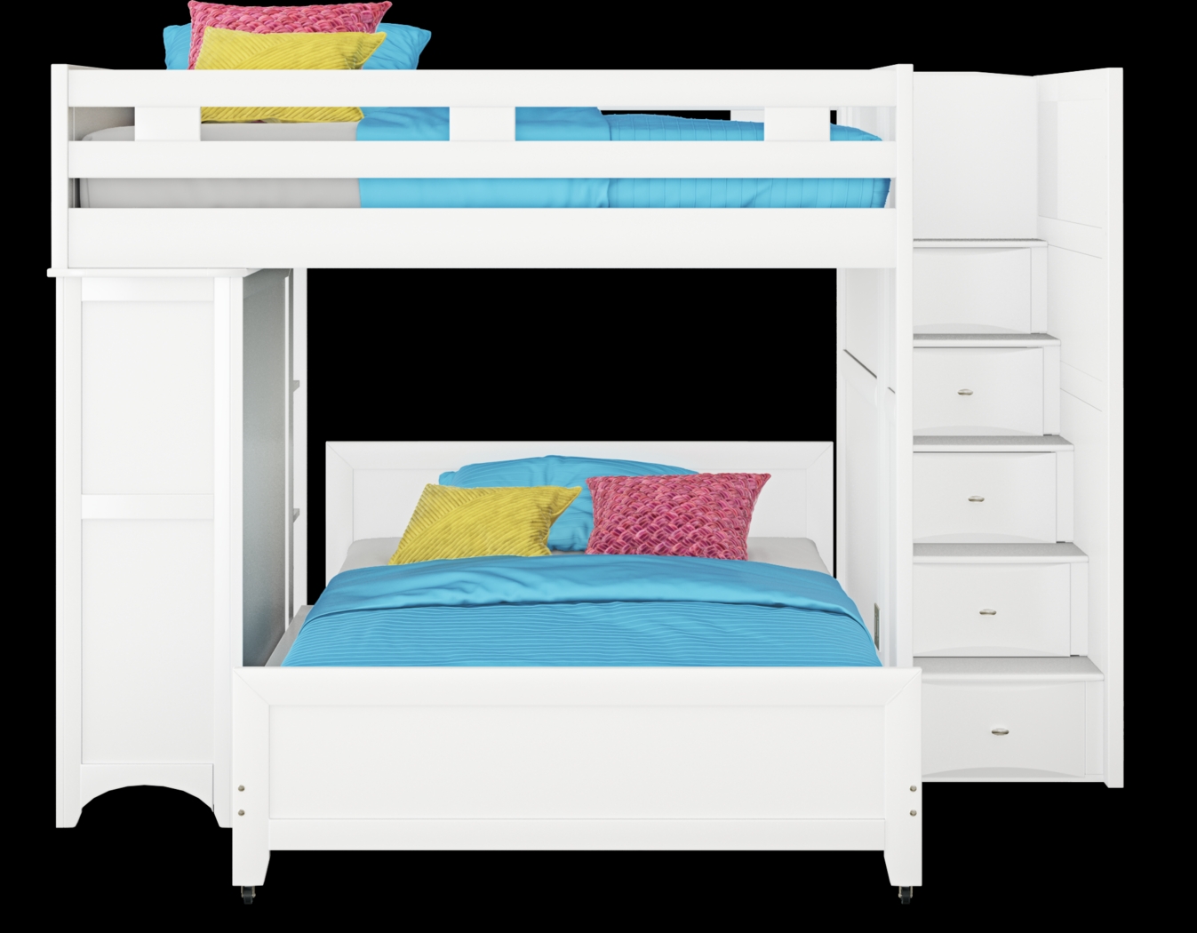 Ivy League 2.0 White Full/Full Step Loft with Chest and Bookcase - Thumbnail - Image 4