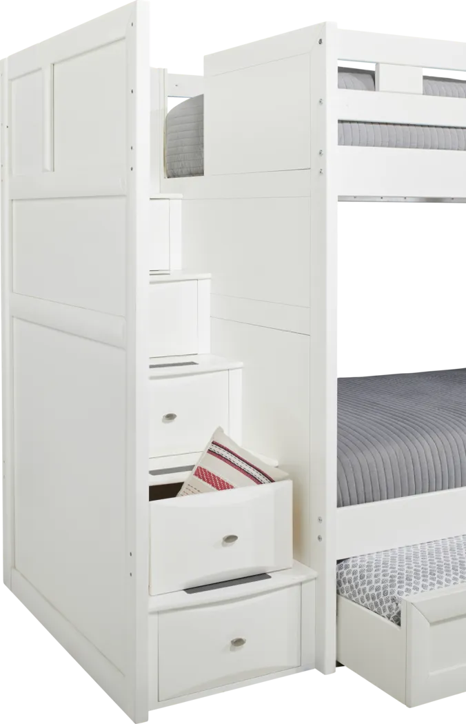 Ivy League 2.0 White Full/Full Step Loft with Chest and Bookcase - Image 5