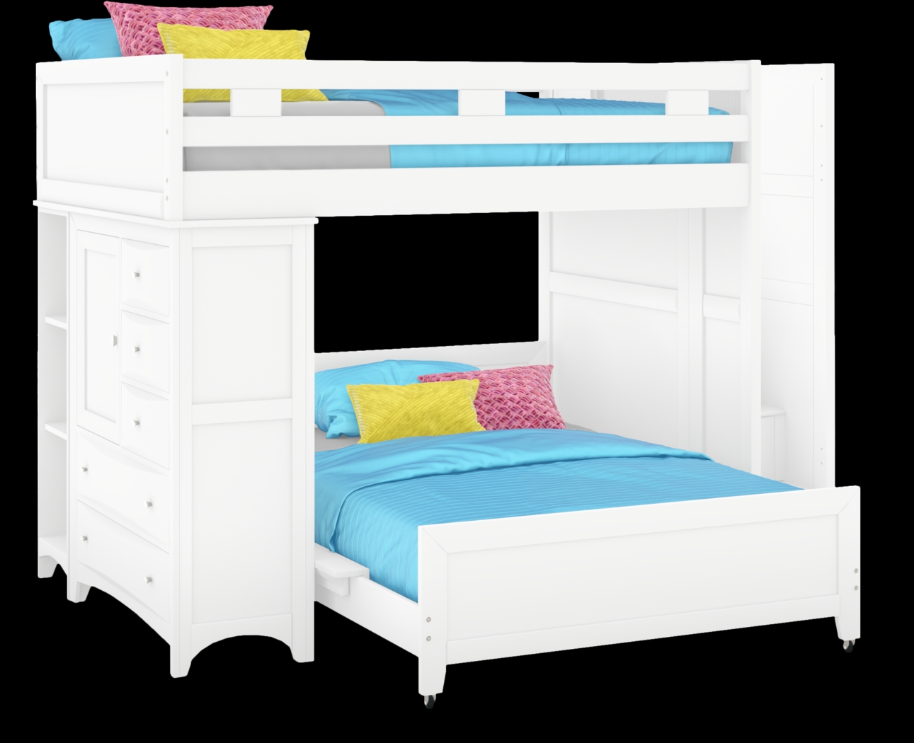 Ivy League 2.0 White Full/Full Step Loft with Chest and Bookcase - Thumbnail - Image 1