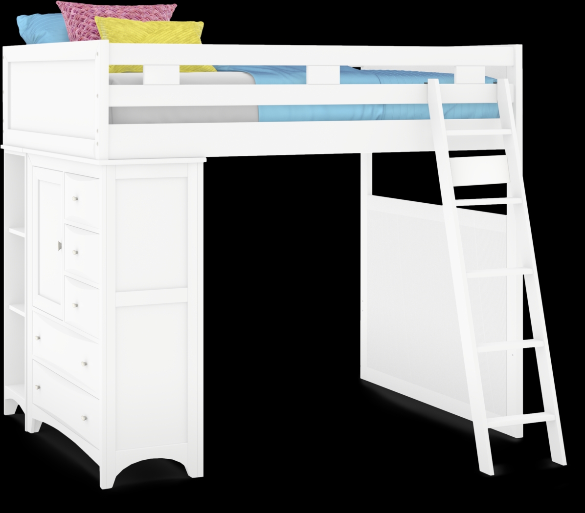 Ivy League 2.0 White Full Loft with Chest and Bookcase - Thumbnail - Image 1