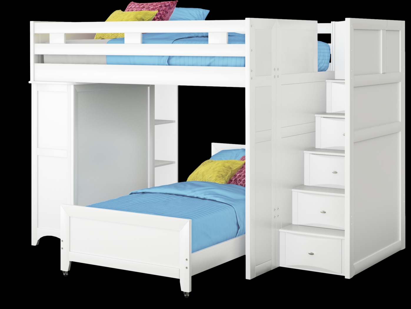 Ivy League 2.0 White Full/Twin Step Bunk with Chest and Bookcase - Thumbnail - Image 2