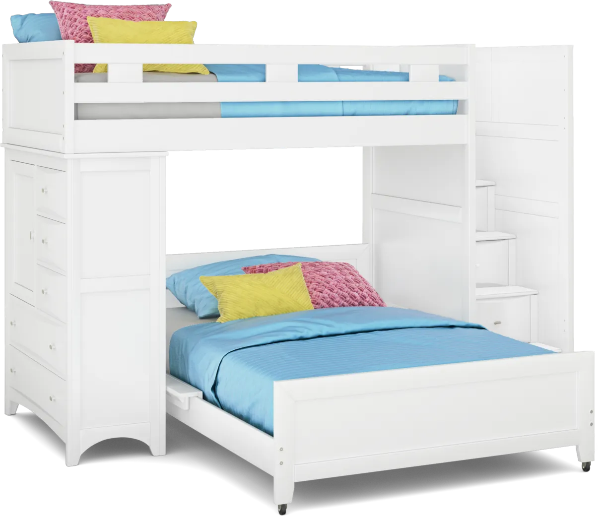 Ivy League 2.0 White Twin/Full Step Loft with Chest - Thumbnail - Image 1