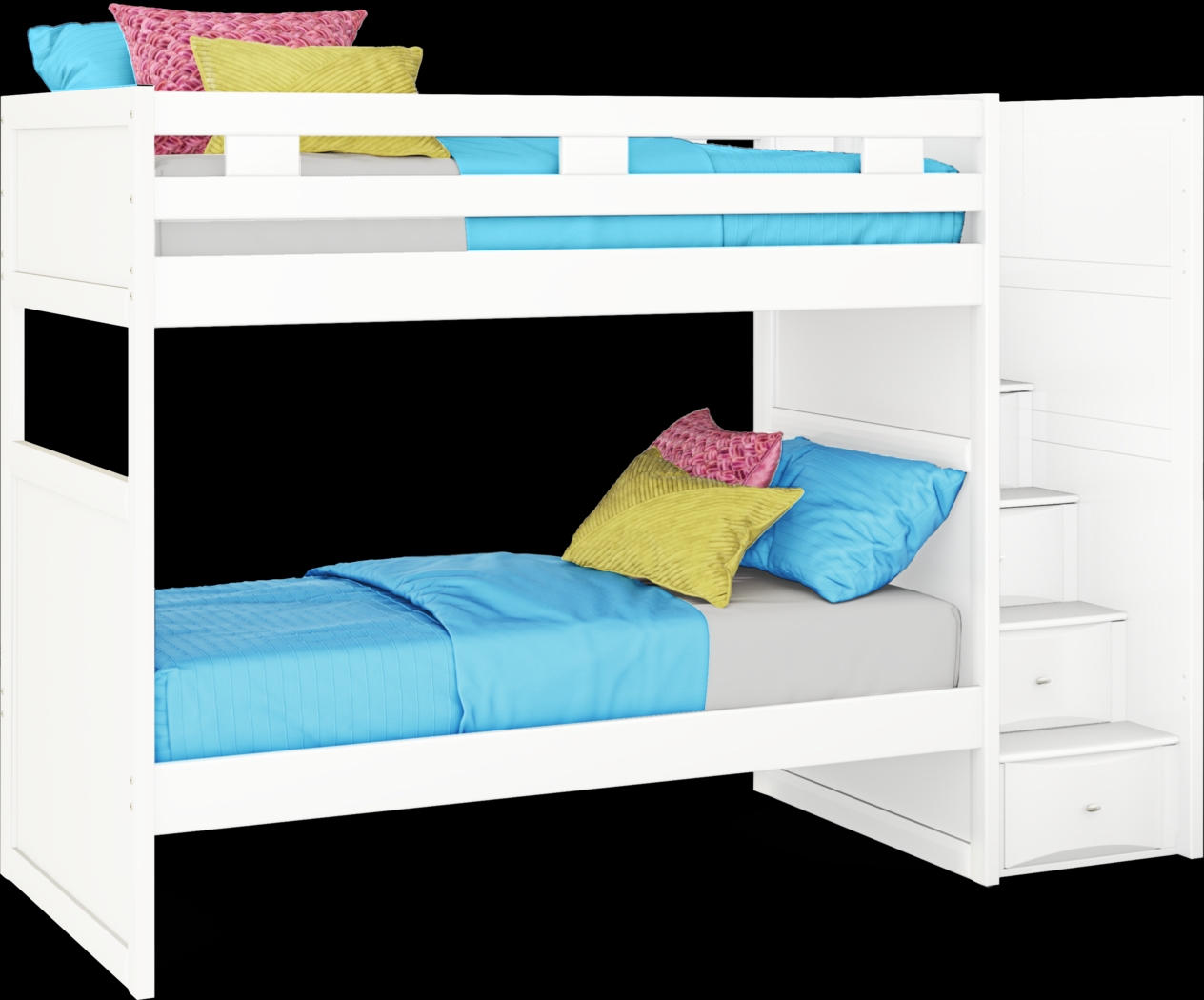 Ivy League 2.0 White Twin/Twin Step Bunk Bed - Thumbnail - Image 1