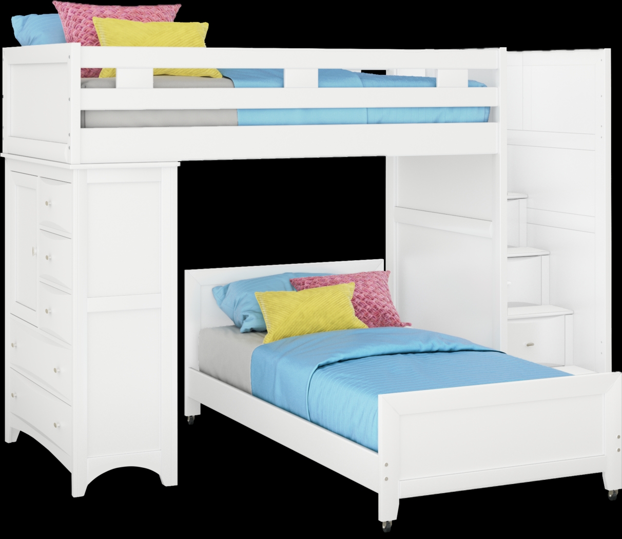 Ivy League 2.0 White Twin/Twin Step Loft with Chest - Thumbnail - Image 1