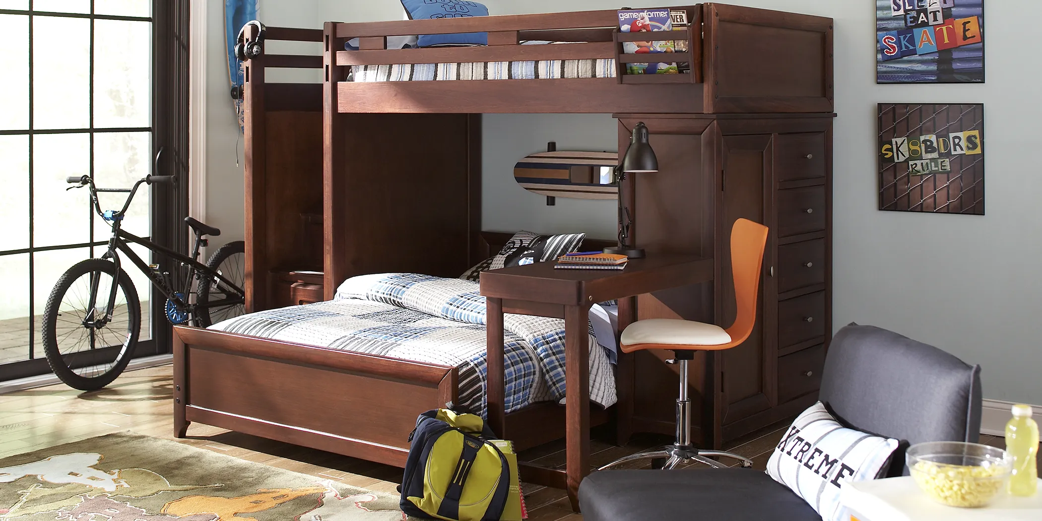 Ivy League Cherry Twin/Full Step Loft Bedroom - Thumbnail - Image 1