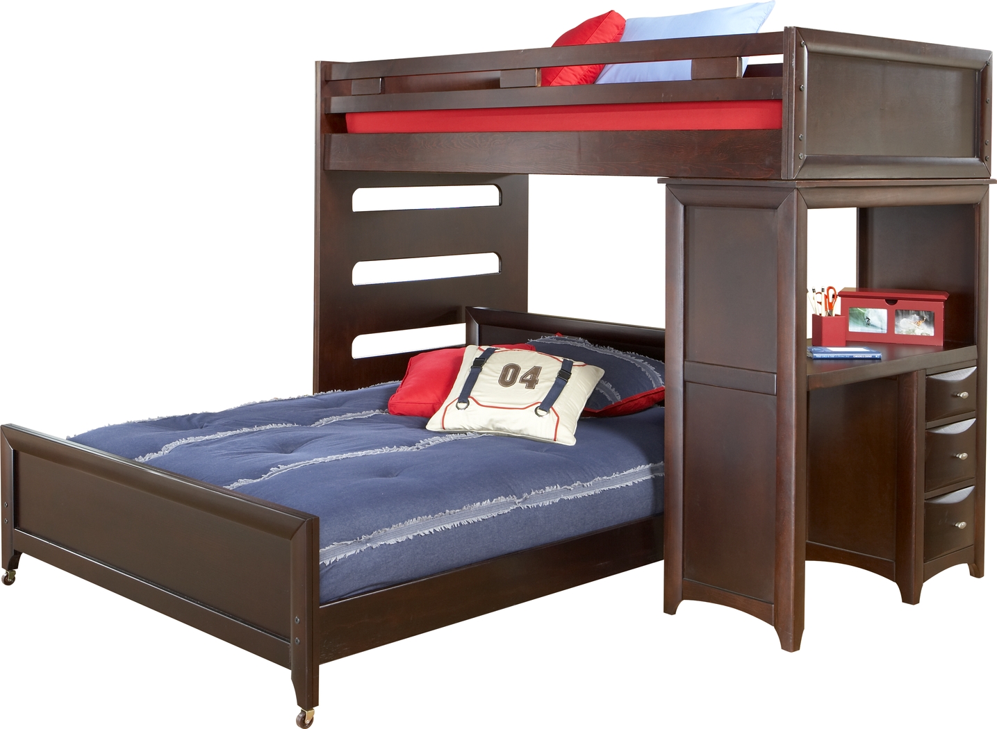 Ivy League Cherry Twin/Full Student Loft with Desk - Thumbnail - Image 1