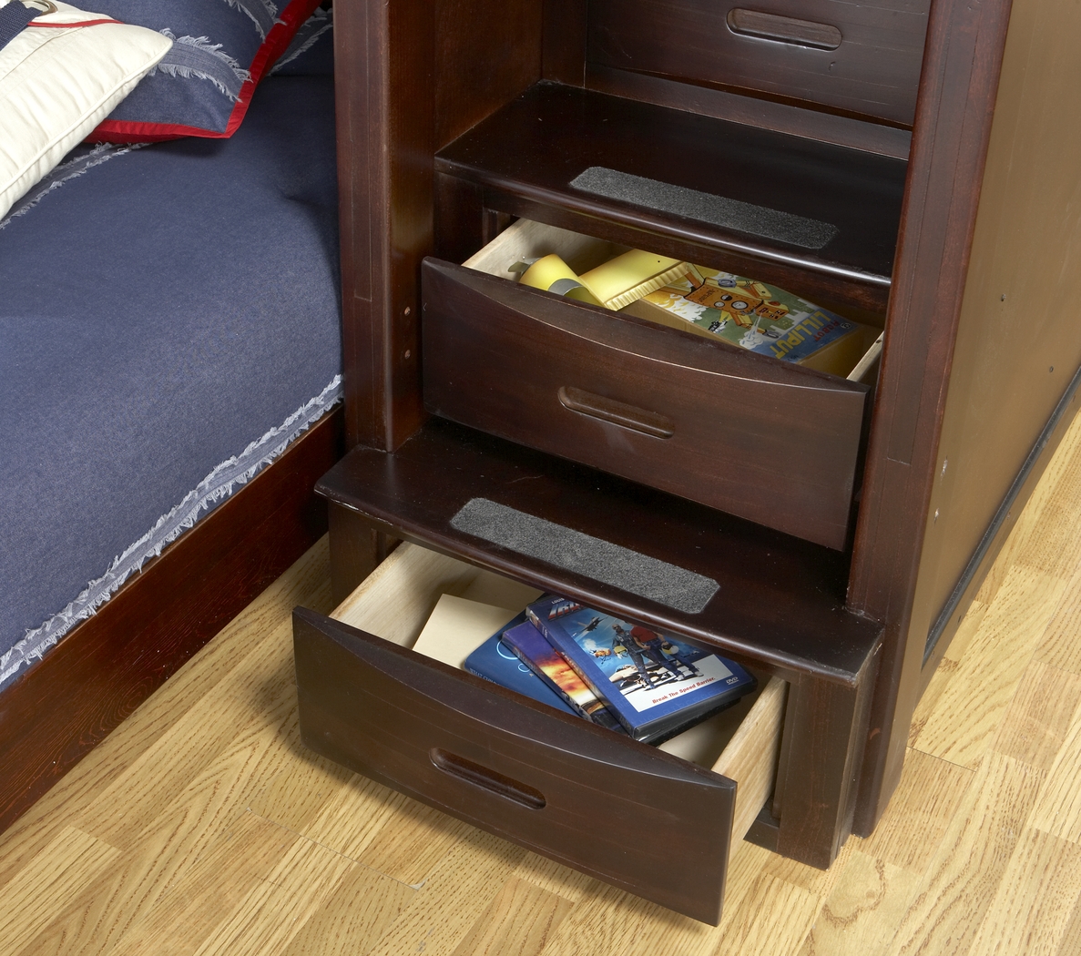 Ivy League Cherry Twin/Twin Step Loft Bunk with Desk - Thumbnail - Image 3