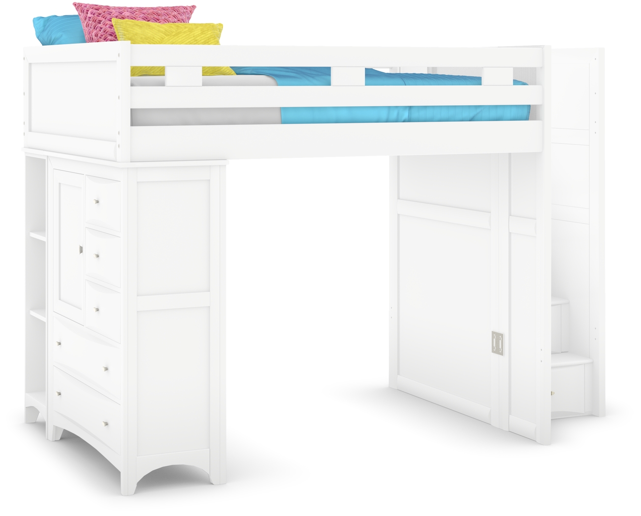 Ivy League 2.0 White Full Step Loft with Chest and Bookcase - Thumbnail - Image 2