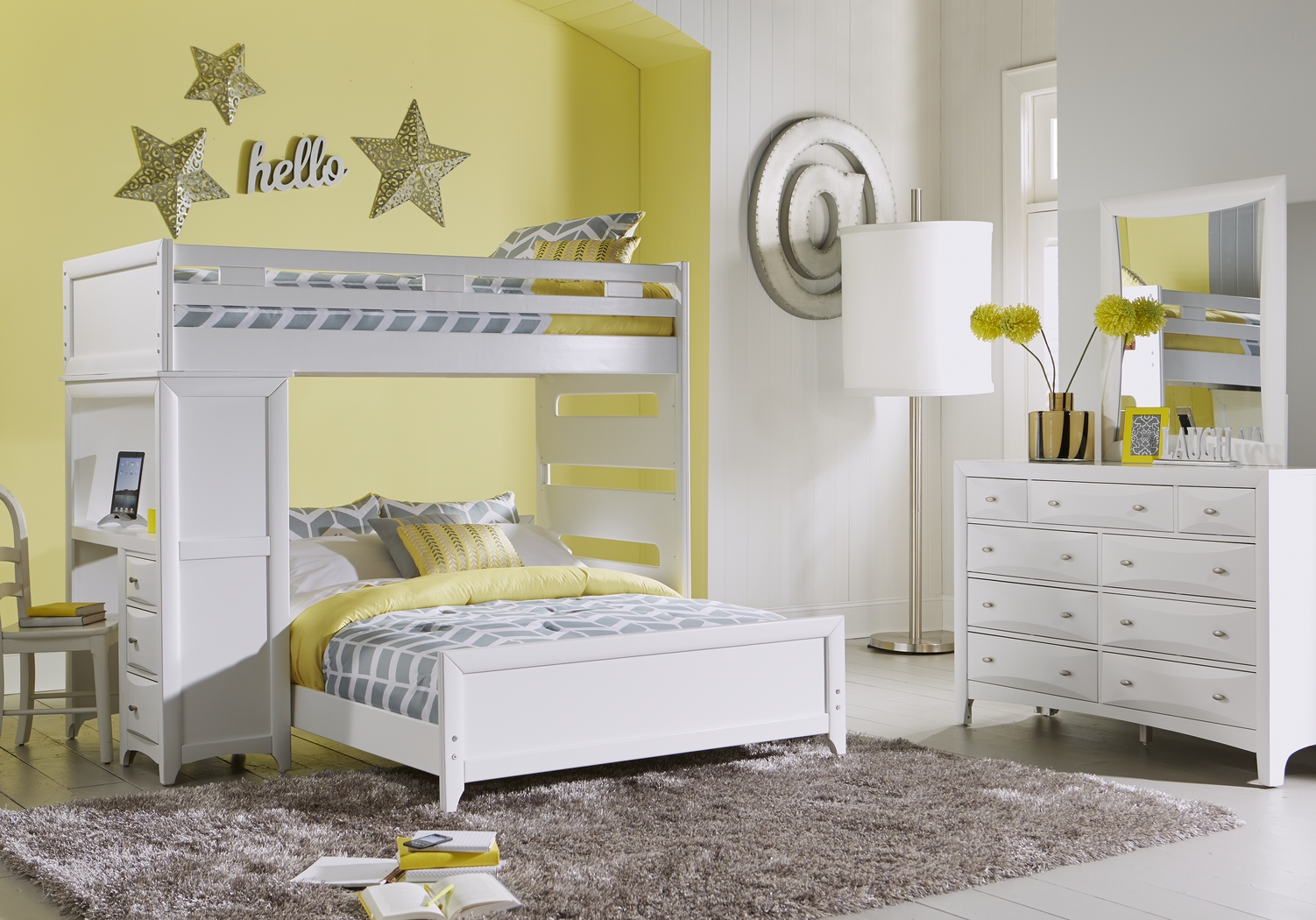 Ivy League White Twin/Full Student Loft with Desk - Thumbnail - Image 1