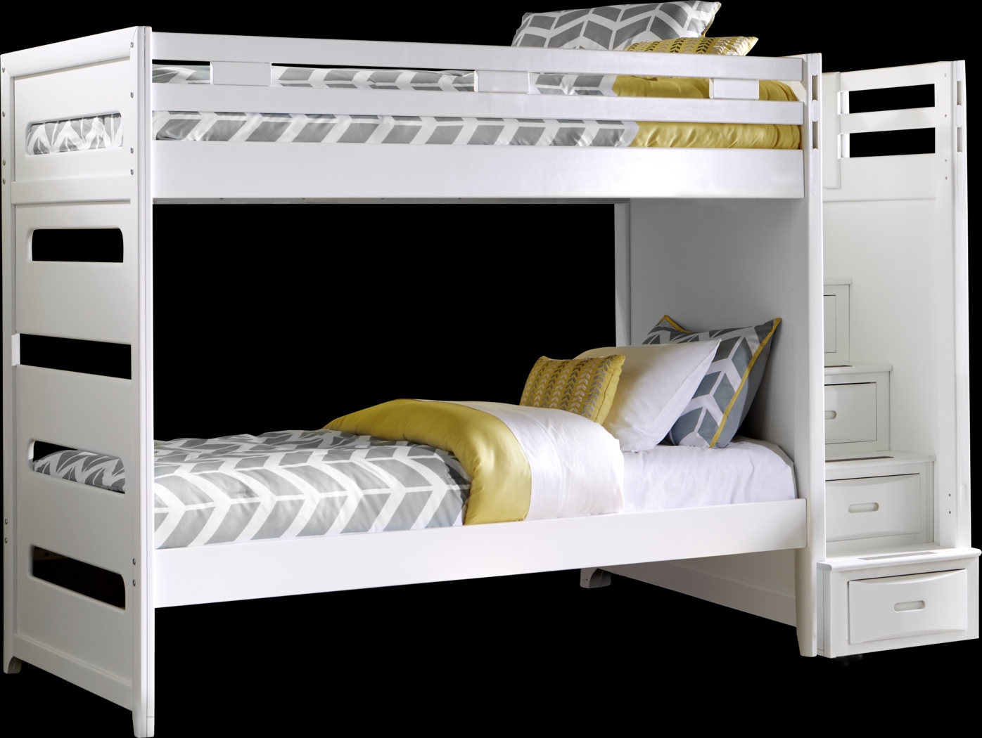 Ivy League White Twin/Twin Step Bunk Bed - Thumbnail - Image 1