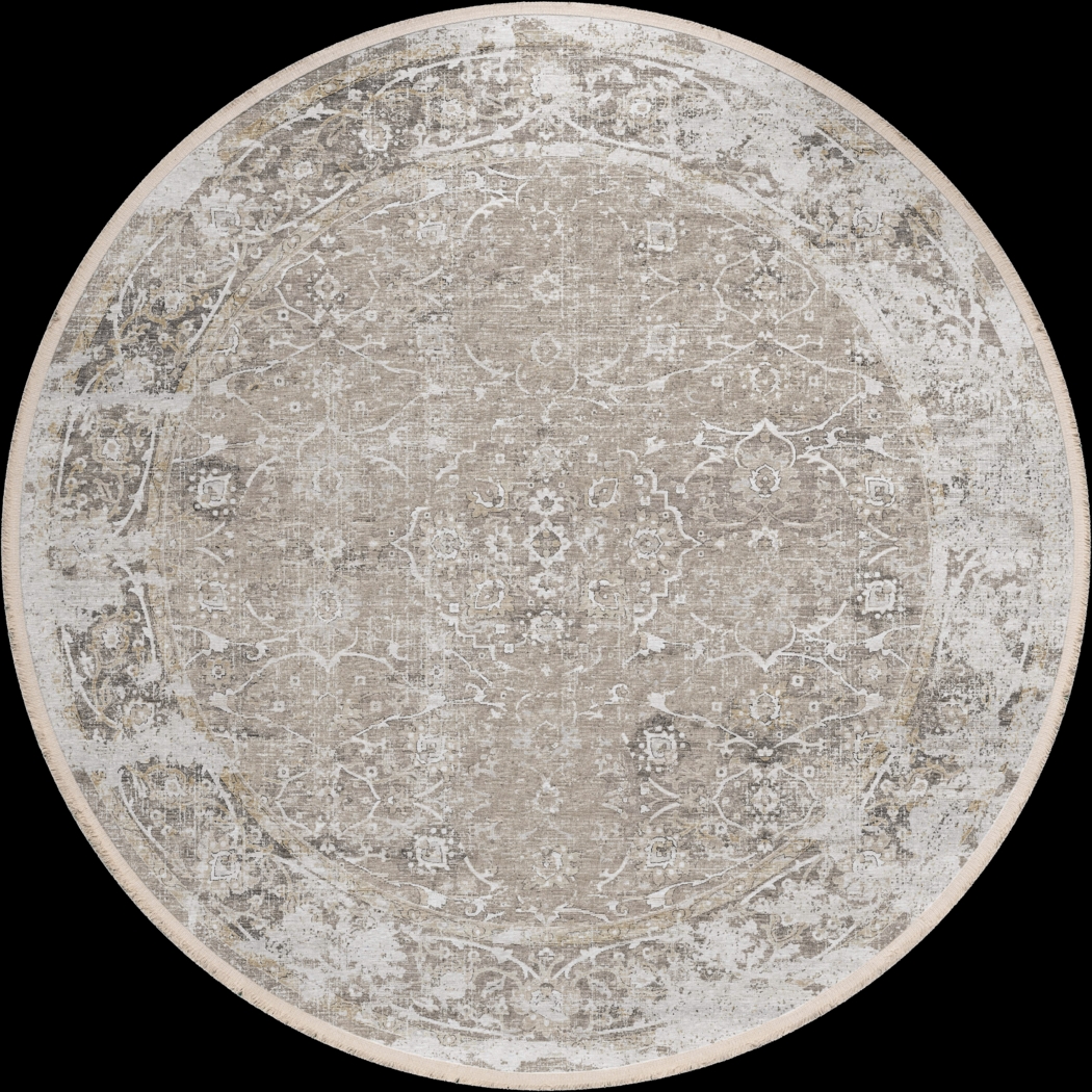 Izabelle Beige 8' Round Rug - Thumbnail - Image 1
