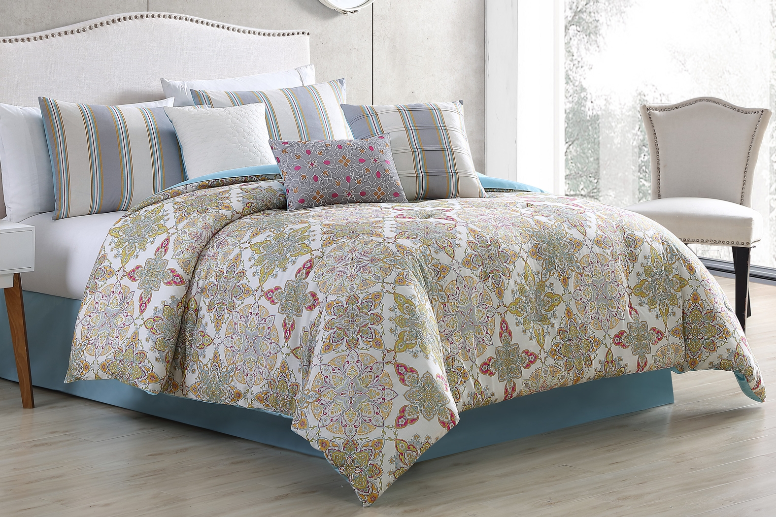 Jacabus Ivory Sage 7 Pc Queen Comforter Set - Thumbnail - Image 1