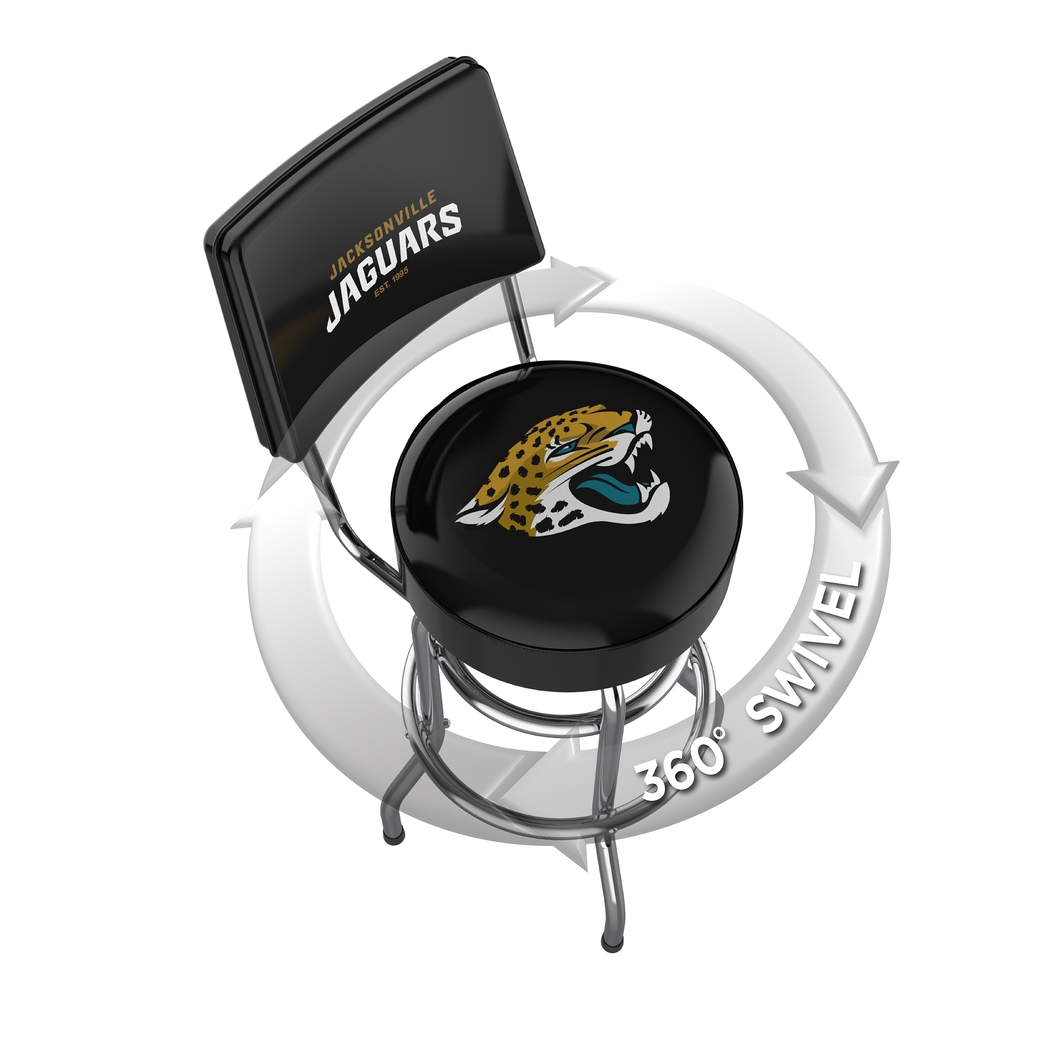 Jacksonville Jaguars Black Swivel Barstool with Back - Thumbnail - Image 3