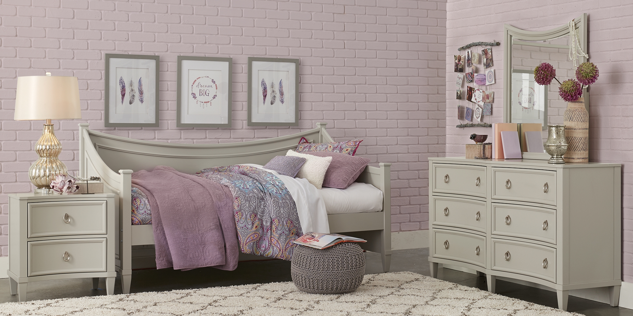 Kids Jaclyn Place Gray 5 Pc Twin Daybed Bedroom - Thumbnail - Image 1