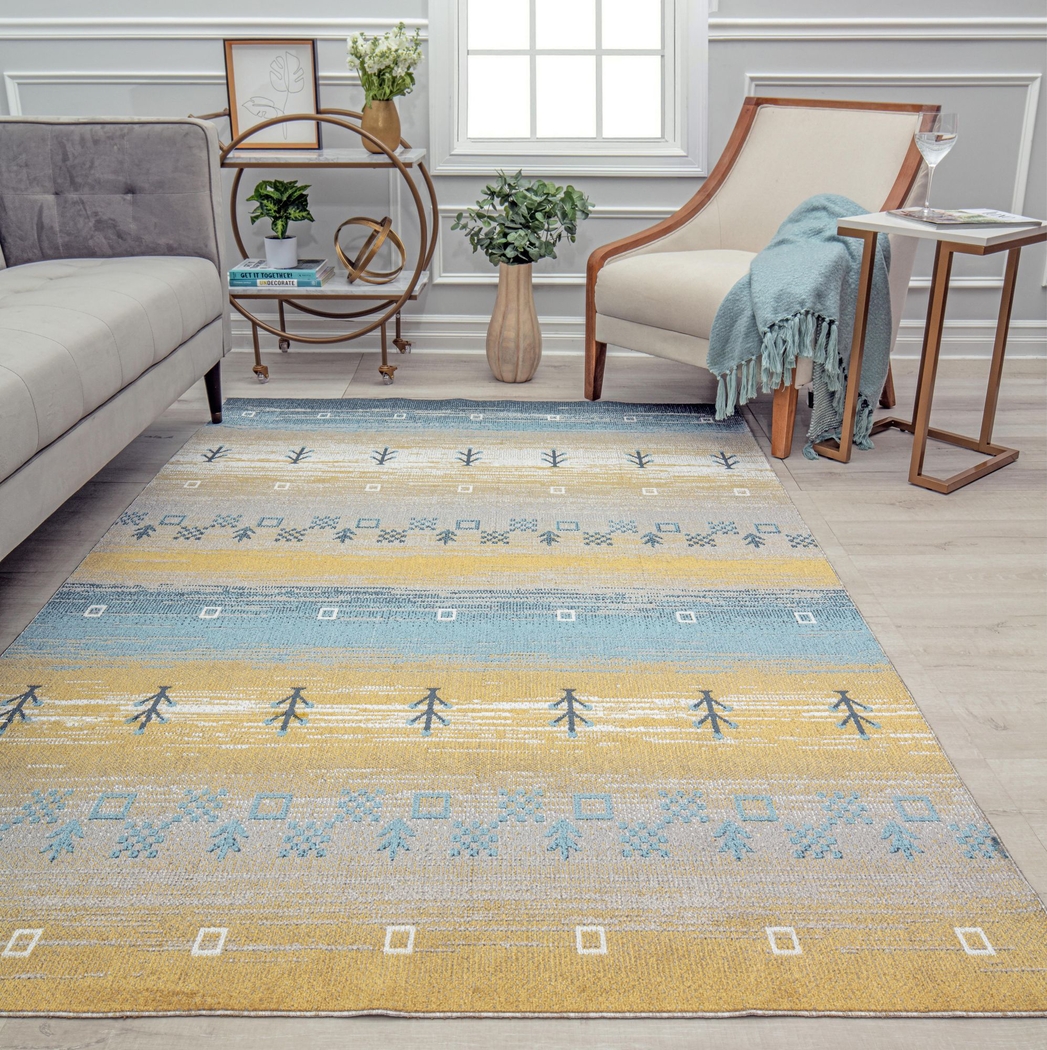Shimosil Yellow 5'3 x 7' Rug - Thumbnail - Image 2