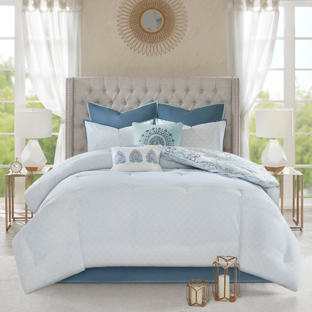 Jaezmina Blue 8 pc Cal King Comforter Set - Thumbnail - Image 6
