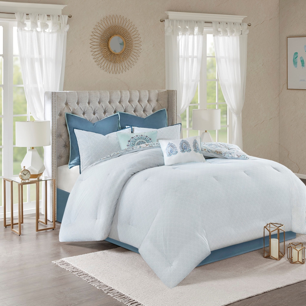 Jaezmina Blue 8 pc Cal King Comforter Set - Thumbnail - Image 7