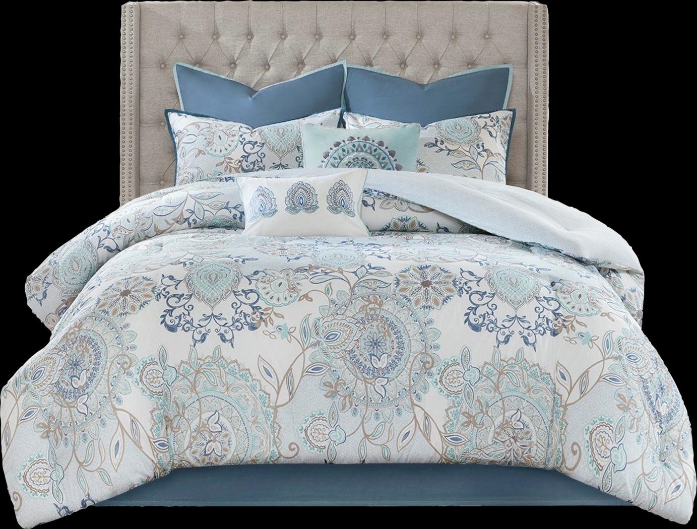 Jaezmina Blue 8 pc Cal King Comforter Set - Thumbnail - Image 1