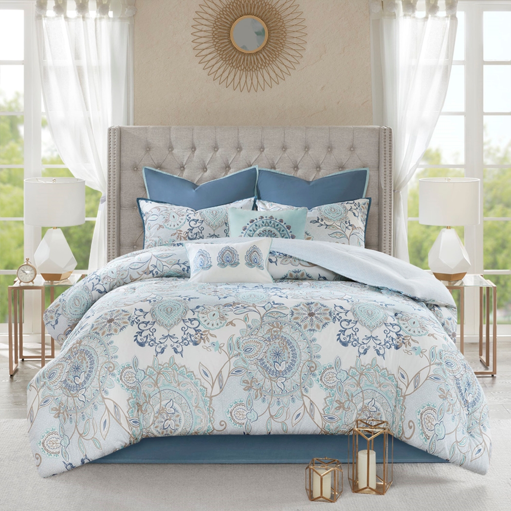 Jaezmina Blue 8 pc Queen Comforter Set - Thumbnail - Image 2