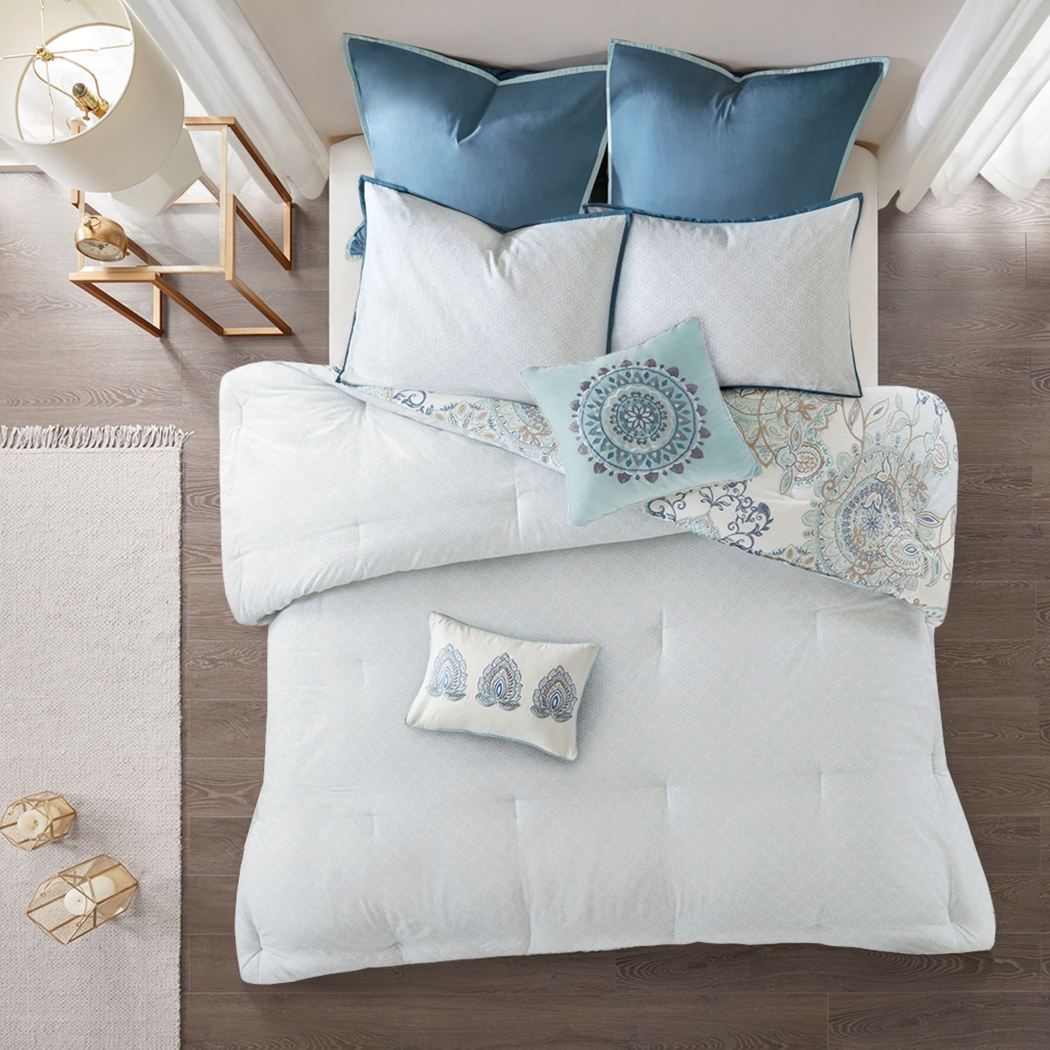 Jaezmina Blue 8 pc Queen Comforter Set - Thumbnail - Image 5