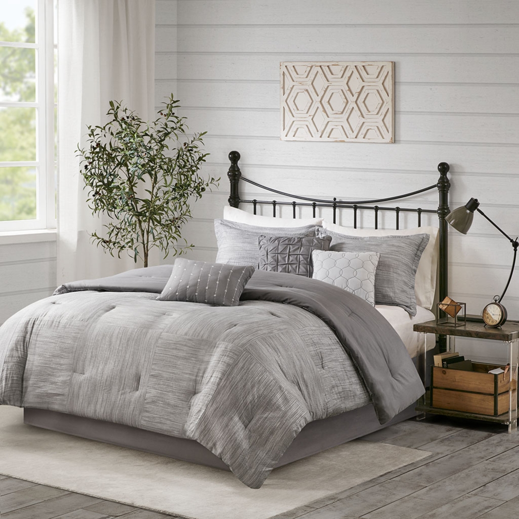 Jahncke Gray 7 Pc Queen Comforter Set - Thumbnail - Image 1