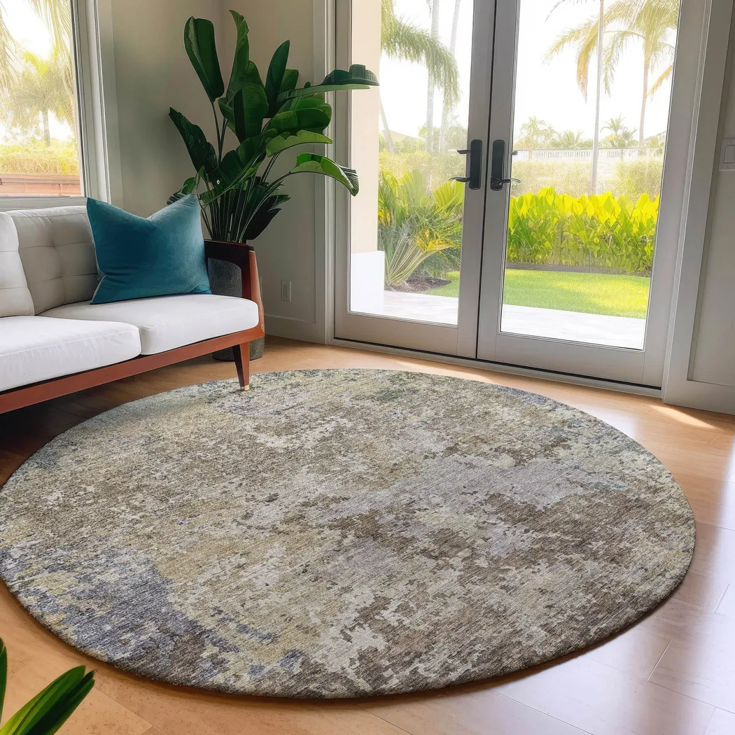 Jaisa Beige 8' Round Machine Washable Rug - Thumbnail - Image 2