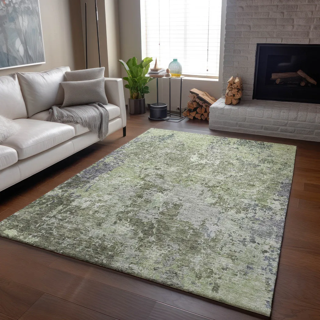 Jaisa Green 5' x 8' Machine Washable Rug - Thumbnail - Image 2